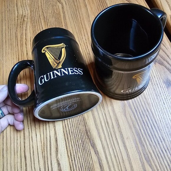 Lot of 2 Vintage Guinness Black Coffee Mug Ceramic with Official Harp Logo - Picture 4 of 9